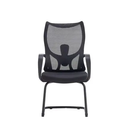 New Style Middle Back Adjustable Comfort Office Chair Mesh Ergonomic Visitor Meeting Chair - Black Mesh Grey Sled view 2