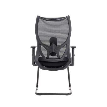 New Style Middle Back Adjustable Comfort Office Chair Mesh Ergonomic Visitor Meeting Chair - Black Mesh Black Sled view 4