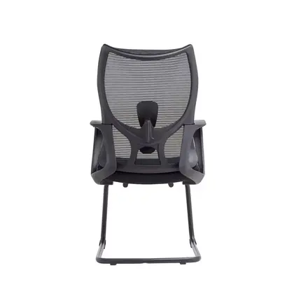 New Style Middle Back Adjustable Comfort Office Chair Mesh Ergonomic Visitor Meeting Chair - Black Mesh Grey Sled view 4