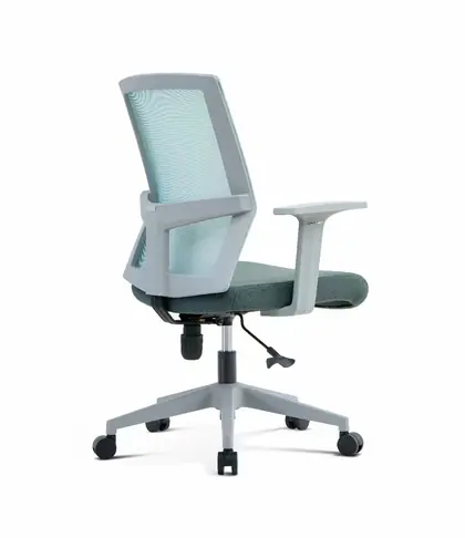 Wholesale Middle Back Task Computer Office Chair Mesh Swivel Office Visitor Chair - Teal Mesh White Frame view 5