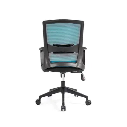 Wholesale Middle Back Task Computer Office Chair Mesh Swivel Office Visitor Chair - Blue Mesh Black Frame view 3