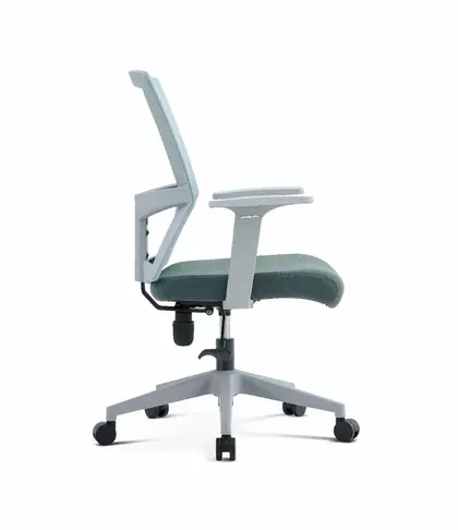 Wholesale Middle Back Task Computer Office Chair Mesh Swivel Office Visitor Chair - Teal Mesh White Frame view 3