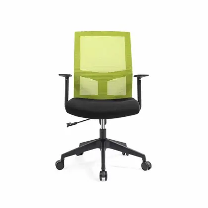 Wholesale Middle Back Task Computer Office Chair Mesh Swivel Office Visitor Chair - Green Mesh Black Frame view 2