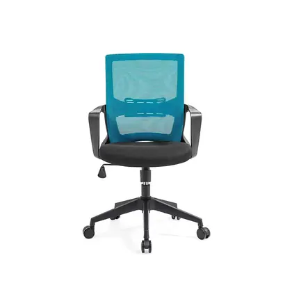Wholesale Middle Back Task Computer Office Chair Mesh Swivel Office Visitor Chair - Blue Mesh Black Frame view 2