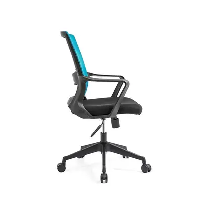 Wholesale Middle Back Task Computer Office Chair Mesh Swivel Office Visitor Chair - Blue Mesh Black Frame view 4