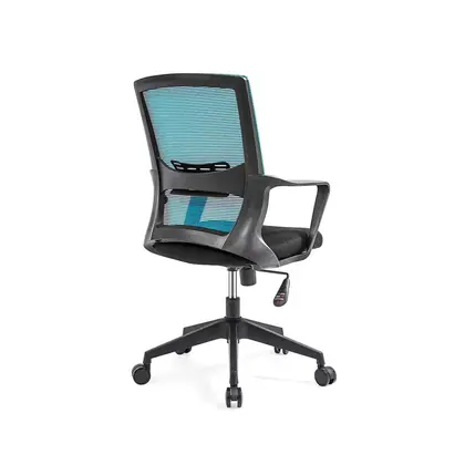 Wholesale Middle Back Task Computer Office Chair Mesh Swivel Office Visitor Chair - Blue Mesh Black Frame view 5