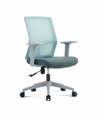 Wholesale Middle Back Task Computer Office Chair Mesh Swivel Office Visitor Chair - Teal Mesh White Frame