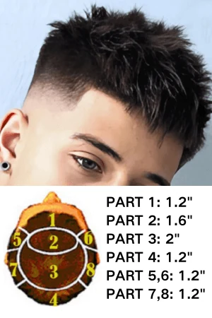 0.04MM Thin Skin V Loop Toupee shown from above with the low fade best haircut style visible