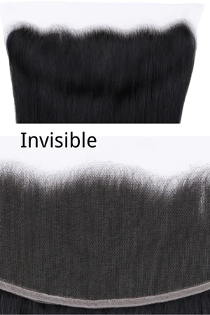 Close-up of the lace front showing the fine weave and natural knot appearance