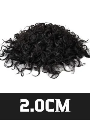 20MM Curls Men's Toupee shown from above with the lace front and natural hairline visible