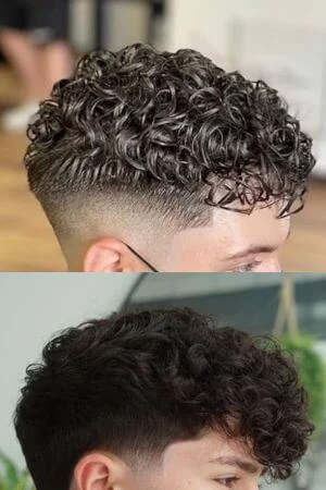 20MM Curls Men's Toupee shown from above with the front hairline and 20mm wave visible