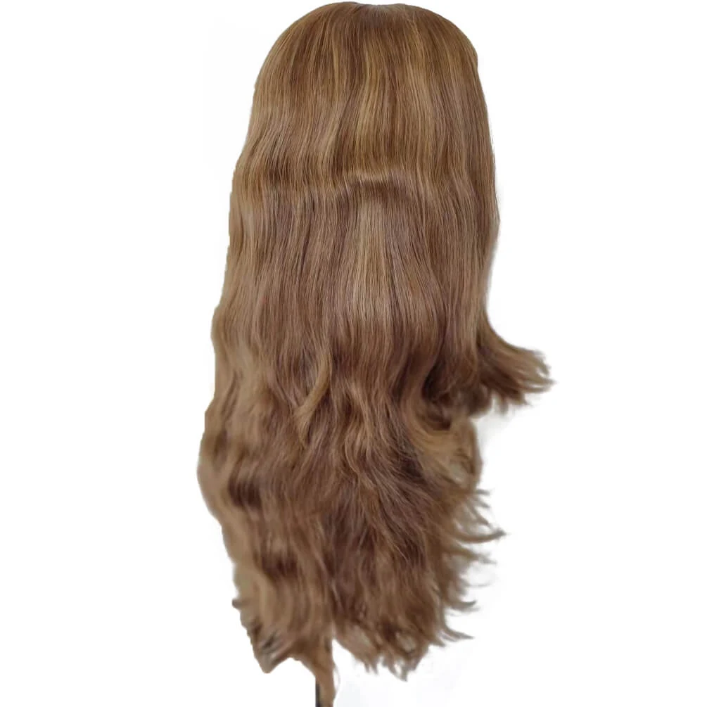 Back view of the silk top wig showing the full length and wave pattern