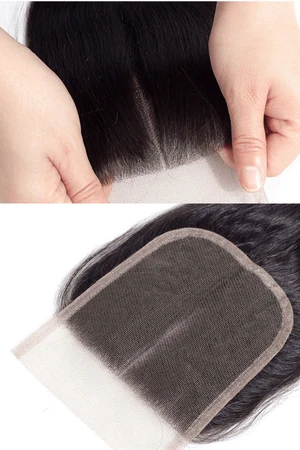 Lace Closure styled with a three-part parting, showing versatility in styling
