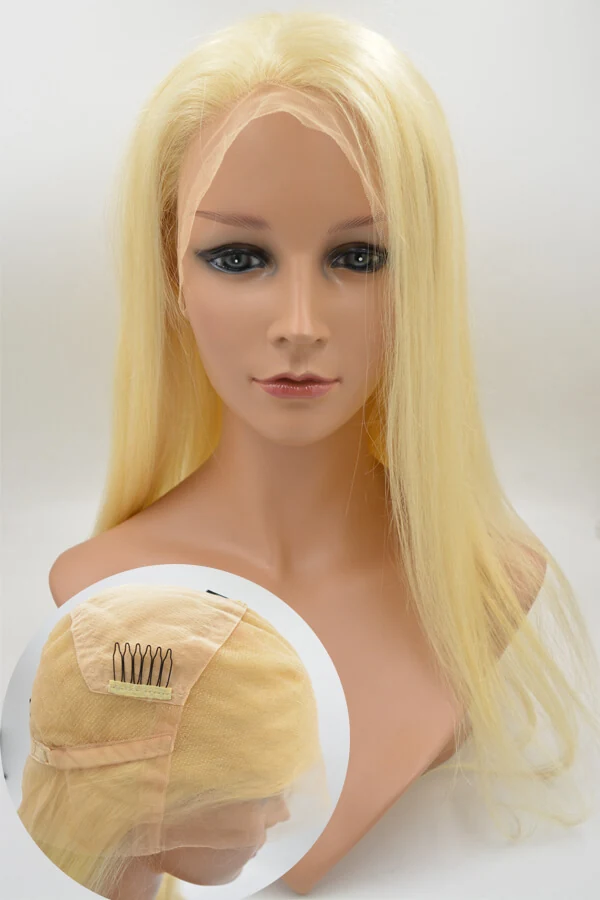 Underside of the wig showing the 1.5 inch NPU strip across the back perimeter