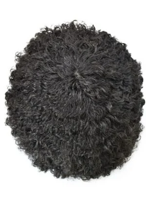 Underside of the FCS toupee showing the transparent 0.08mm skin base and hand-tied knots