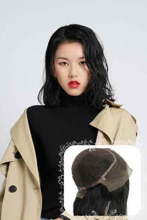 BLF women's lace front wig shown from above with the front hairline visible