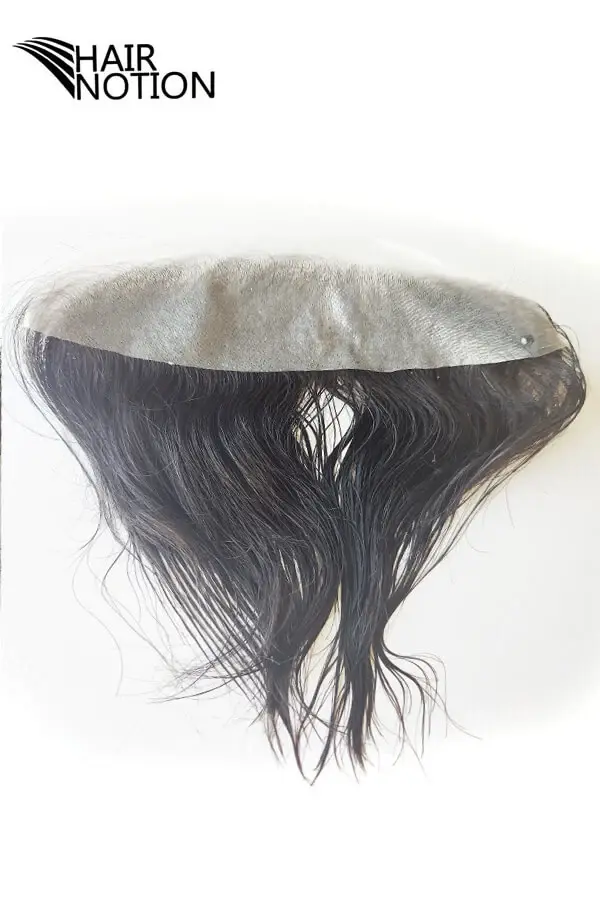 AFH hair system styled on a mannequin head showing the natural hairline and parting