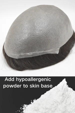 Astra ultra-thin skin hair system for men shown from above with the V-loop front visible