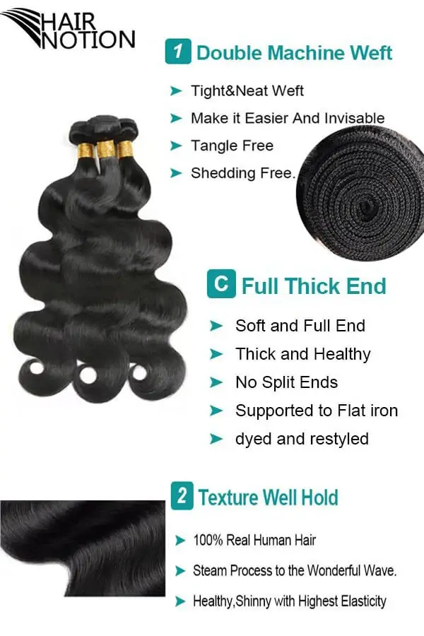 Close-up of body wave hair texture and cuticle alignment
