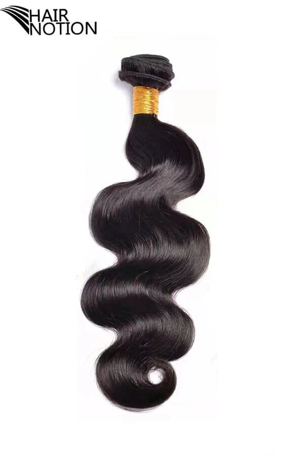 Side view of body wave hair bundles showing the full length and volume