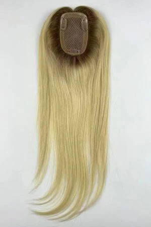 Silk top hair topper for women shown from above with the crown area visible
