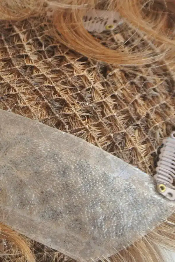 Custom toupee worn on a mannequin head, demonstrating the invisible hairline and natural scalp appearance
