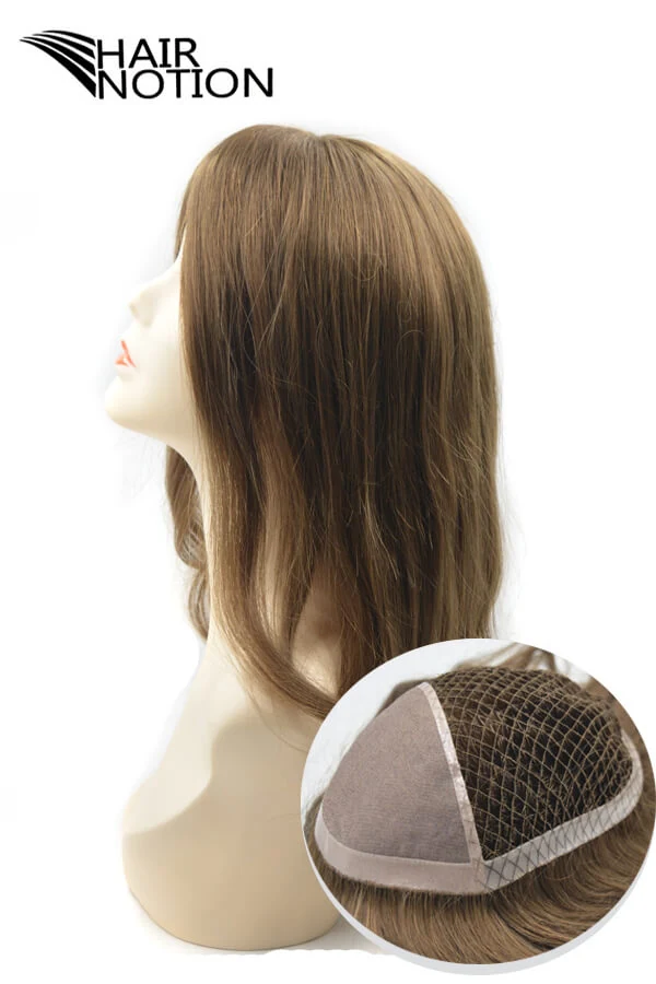 Underside of the fish net base with mono front, showing the hand-tied knots and fish net structure