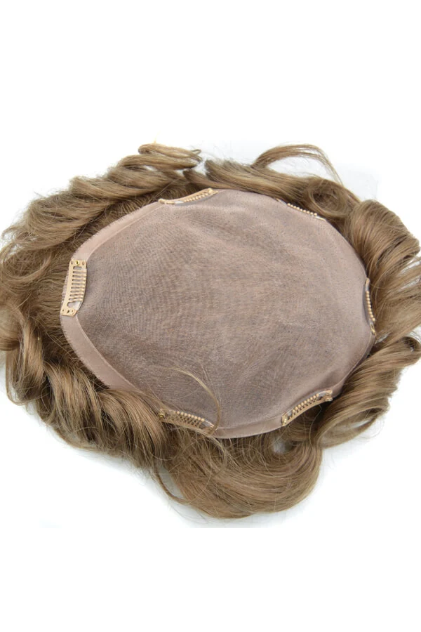 Custom MTN hybrid hair system for men shown from above with the mono hairline and skin crown visible