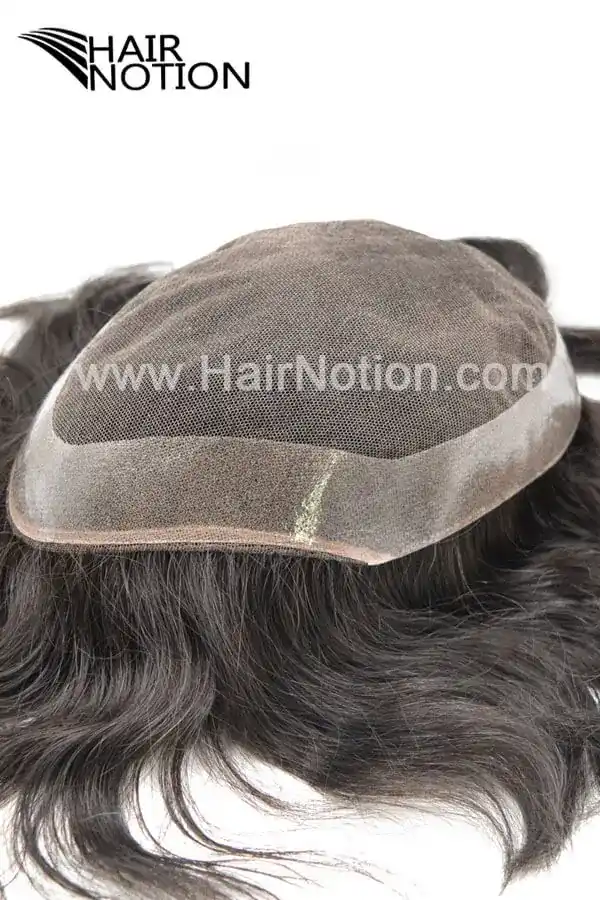 Custom Toupee LT-EJ 7# men's hair system shown from above with the front hairline and freestyle style visible