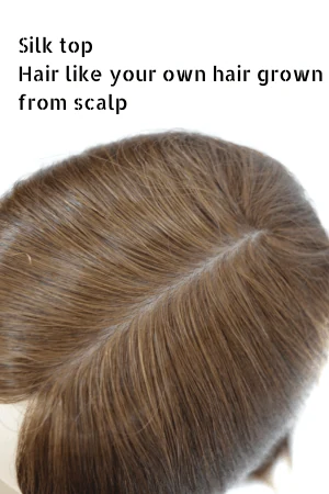 Underside of the silk top base showing the closed weft construction and secure hair attachment