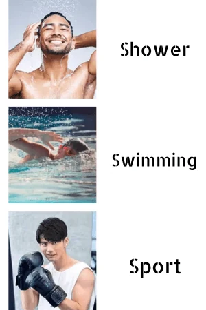 Man wearing the French lace toupee while swimming and showering