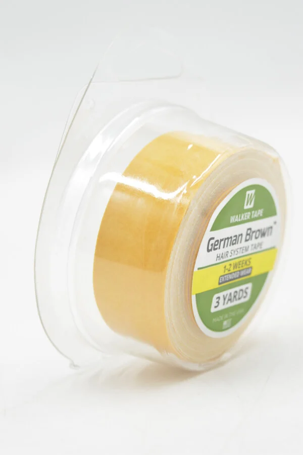 Close-up of German Brown tape applied to a poly base, showing the bond area
