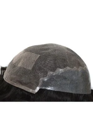 Apex fine welded mono men's hair system shown from above with the front hairline visible
