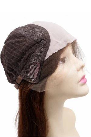 Side profile of the lace top wig with the lace base visible along the hairline