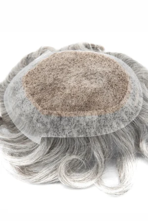 Men's Australian Toupee shown from above with the lace front and 2 inch PU edge visible