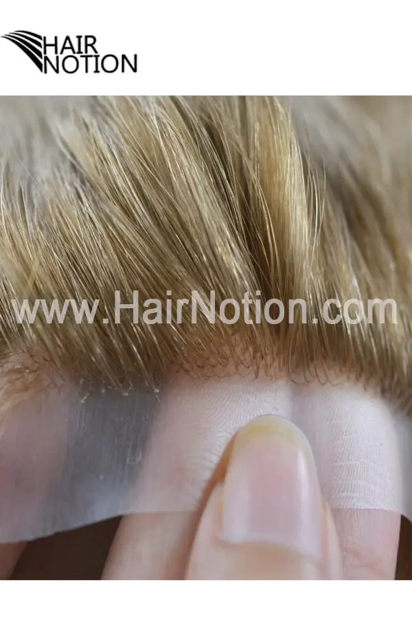 G-Injested Skin men's hair system shown from above with the front hairline visible