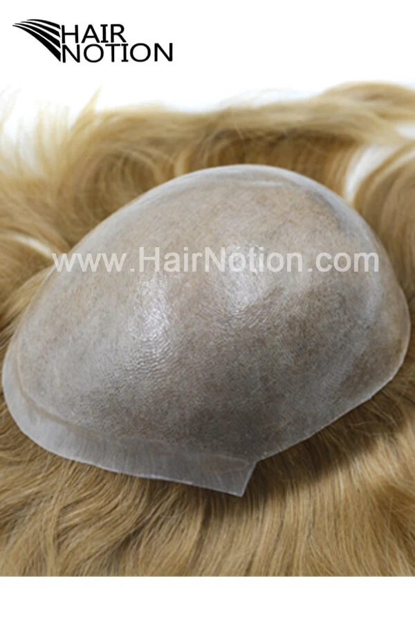 IS-DE injected skin men's hair system shown from above with the front hairline visible
