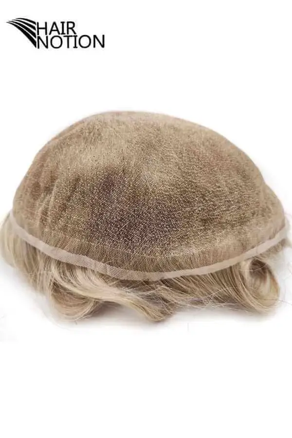 K-AF full lace men's hair system shown from above with the front hairline visible