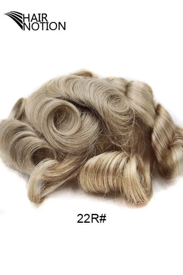 K-AF hair system styled on a mannequin head showing the natural parting and side part