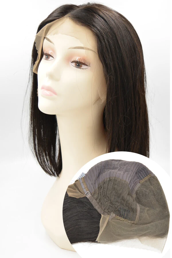 Lace front human hair wig for women shown from above with the front hairline visible