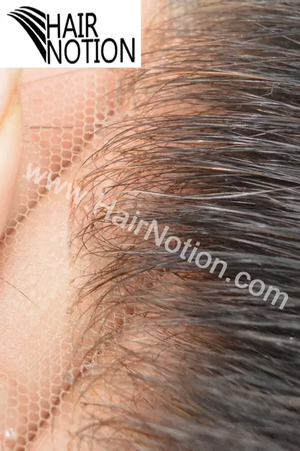 KING-IT fine welded mono men's hair system shown from above with the front hairline visible