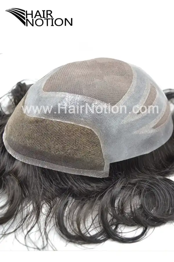 E-SKY lace front mono men's hair system shown from above with the front hairline visible