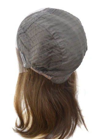 Back view of the lace top wig showing the average cap size and lace edge