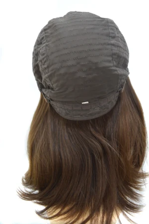 Side profile of the lace top wig showing the 16 inch length and natural hairline