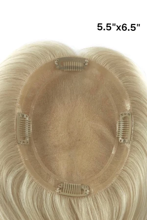 CHRM topper worn by a woman showing coverage over thinning hair at the crown