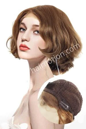 LSM women's lace front silk top wig shown from above with the front hairline visible