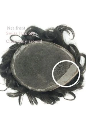 HairNotion Swiss Lace Top With Skin men's hair piece shown from above with the front hairline visible