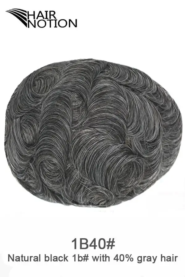 Underside of the men's hair unit showing the clear poly-coated edge and double folded net front