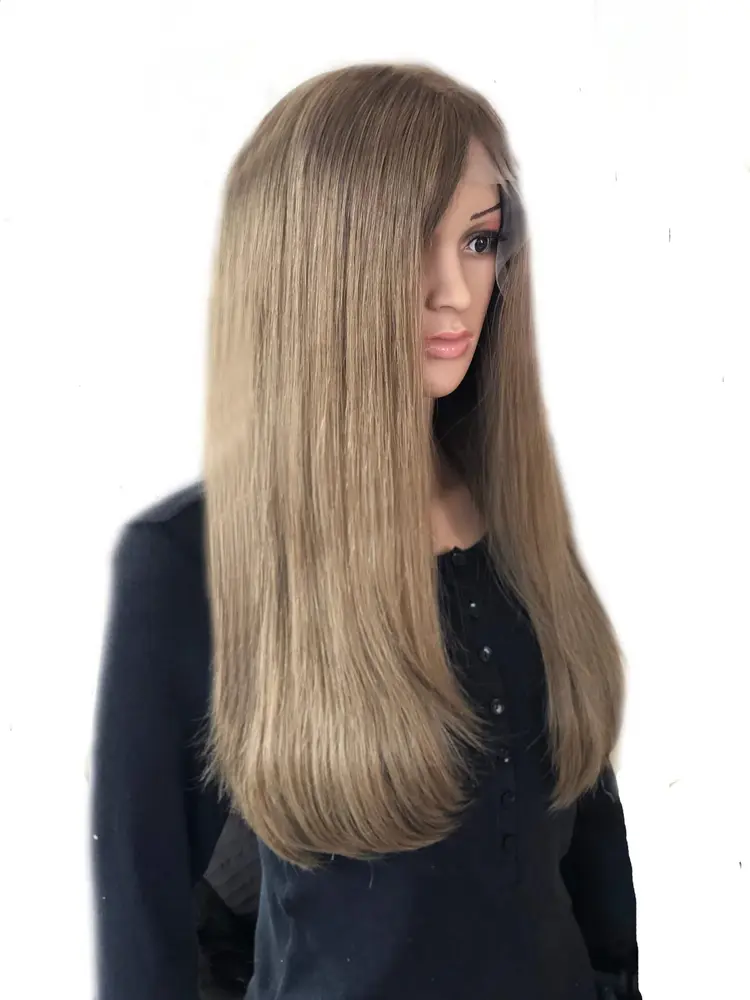 Back view of the Mona 4x4 lace top wig showing the cap and lace edge