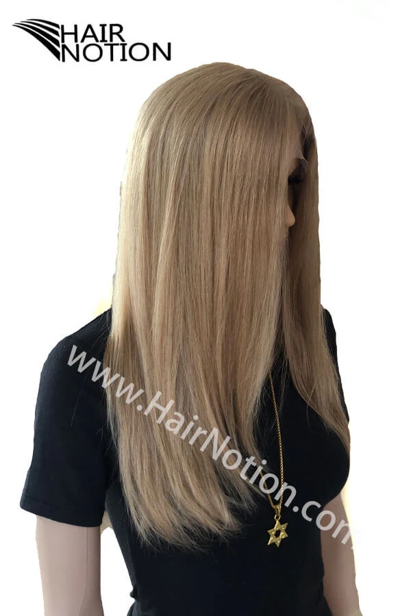 Mona Real Hair Lace Top Hair System for Women #16 shown from above with the front hairline visible